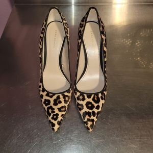 Zara leather animal print heels sz 9 (40)